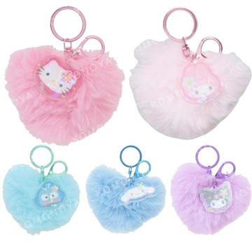 小禮堂 Sanrio 三麗鷗 愛心絨毛鑰匙圈 (復古千鳥格) Kitty 大耳狗 美樂蒂 酷洛米