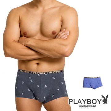 PLAYBOY｜細版腰帶LOGO印花彈性平口內褲 四角內褲