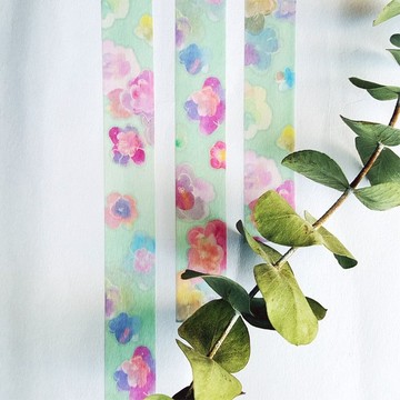 漂游之河 水彩花卉 日本和紙 紙膠帶