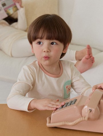 藍白熊熊鄰居-植纖衣長袖韓國童裝-K62609