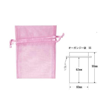 “ネコポス可能” オーガンジーバッグ SS ピンク（10枚） 不織布 巾着袋 1束