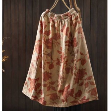 設計所在 棉麻隨性風 碎花棉中長A字裙(10色可選)