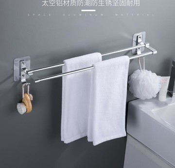 免打孔毛巾架衛生間無痕強力粘貼浴室毛巾桿單桿掛毛巾廁所毛巾架 99購物節