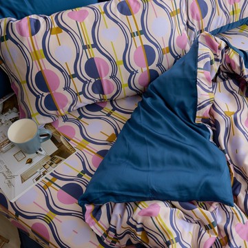 戀家小舖 泡影律動 雙人加大床包 60支天絲 含兩件枕套 台灣製