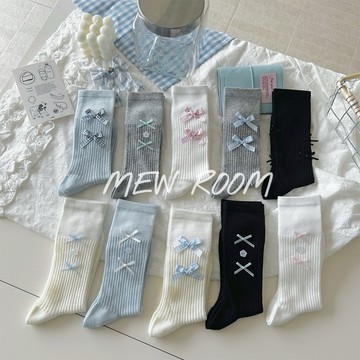必入蝴蝶結中筒襪♡現貨♡女襪 直紋襪子 百搭襪子 少女襪 設計 MEW ROOM