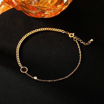 925純銀圓片腳鏈女夏新款網紅輕奢小眾足鏈鍍18k金高級感腳飾