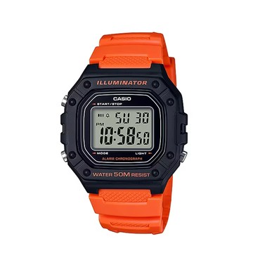 CASIO 卡西歐 W-218H 復古方型LED多功能防水電子錶-4B2