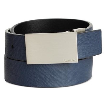 CK 2021男時尚紋理皮革深藍黑色兩用款皮帶