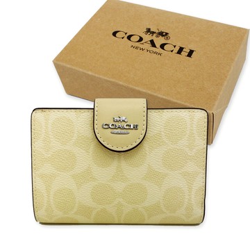 【COACH】C LOGO鈔票零錢袋中夾附禮盒(月光石黃)
