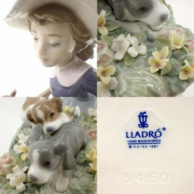 リヤドロ 「乗せてあげる」 #5460 少女 花車 犬 陶器 人形 Lladro