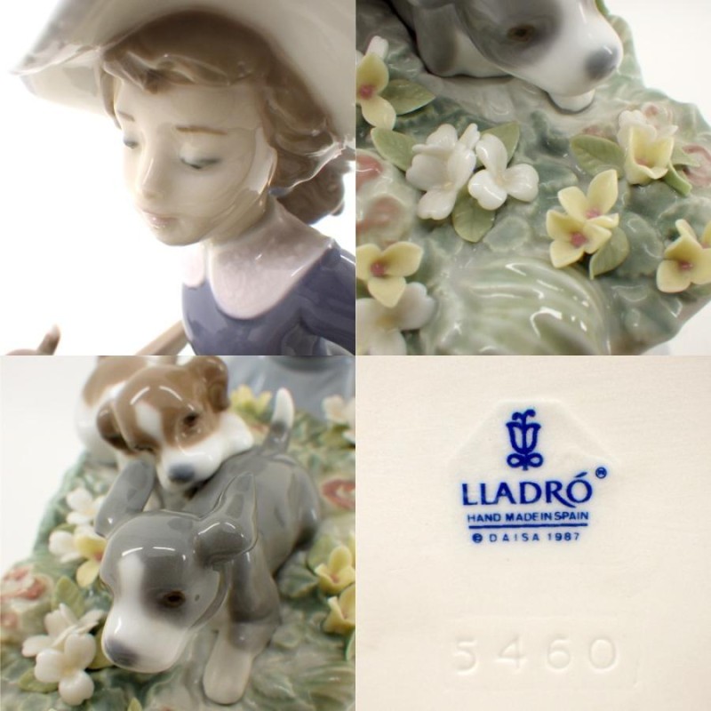 リヤドロ 「乗せてあげる」 #5460 少女 花車 犬 陶器 人形 Lladro ...