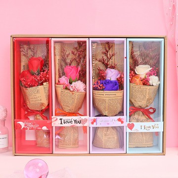 新款透明禮盒裝仿真香皂花情人節滿天星干花花束禮品教師節禮品