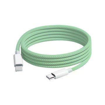 Type C編織快充充電線 100cm(MFi認證 傳輸線 for iPhone)青綠