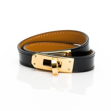 HERMES 愛馬仕 Kelly Double Tour手環(黑/金)(T2)