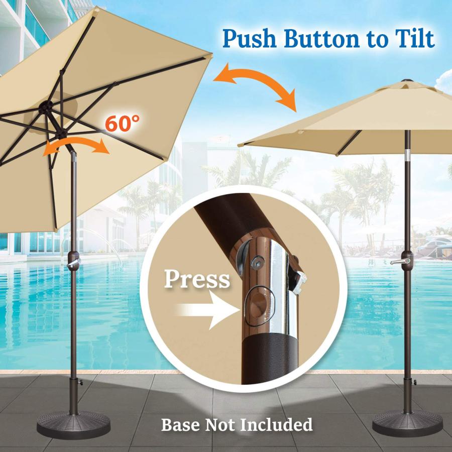 BenefitUSA 7.5' Round Patio Umbrella Garden Parasol Market Outdoor Sunshade with Tilt and Crank(Base Not Included) (Beige)