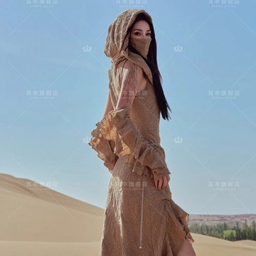 【收腰顯瘦辣妹】y2k亞文化 沙丘廢土風 洋裝 連衣裙 影樓沙漠風旅拍寫真服裝 西域公主 廢土氣質 末日戰士攝影服 辣妹