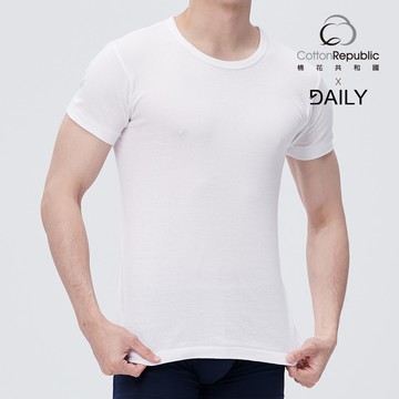CR-DAILY圓筒織法精梳圓領衫-白
