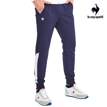 【LE COQ SPORTIF 法國公雞】男款藏青色運動基礎針織運動長褲LWR8157139