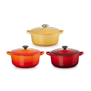 LE CREUSET -琺瑯鑄鐵鍋圓鐵鍋 20cm(櫻桃紅/蜂蜜黃/火焰橘 3色選1)