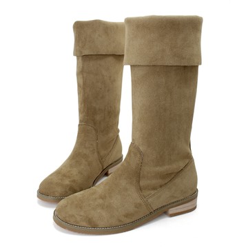 Gideon 魅力顯瘦時髦兩穿絨布膝下長靴