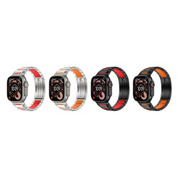 【山水之寶】Apple Watch 44/45/49/S10 46/S11 46mm錶帶鈦原系列弧形雙色典藏不鏽鋼錶帶 附SIM卡針