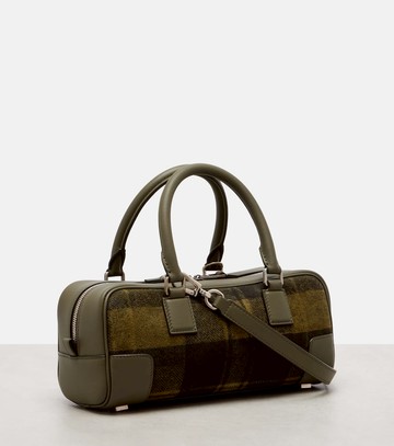 Loewe Amazona 23 leather-trimmed tartan tote bag