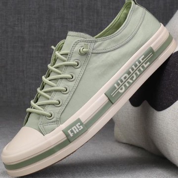 不系帶男鞋綠色帆布鞋夏季透氣鞋子布鞋男款潮流2025新款男士板鞋