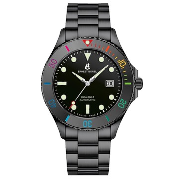 【ERNEST BOREL瑞士依波路錶】黑面鋼帶 42mm (N0735G0D-MZ5W)