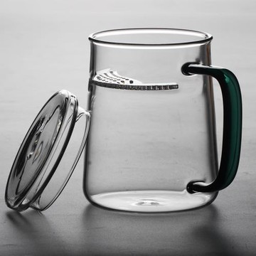 耐熱玻璃月牙杯 茶水分離一體茶漏泡茶杯 觀月玻璃杯花茶杯家用