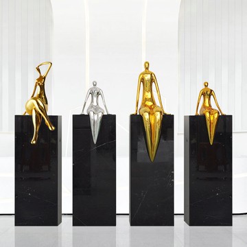 輕奢抽象雕塑擺件現代客廳玄關美人魚裝飾售樓處樣板間商城藝術品