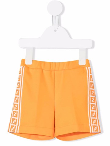 Fendi Kids - FF-logo print track shorts - kids - Cotton/Polyester - 3 - Orange