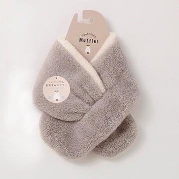 日本 AUBE - 超柔毛絨兩面用保暖圍巾-素色-淺灰 (15x85cm)