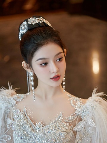 新娘頭飾黑色水鉆流蘇發箍時尚氣質歐式復古巴洛克結婚禮服發飾品