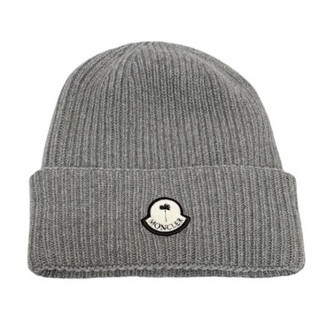 【MONCLER】Moncler x Palm Angels 聯名品牌LOGO 毛帽-灰色(ONE SIZE) - 3B00004M1241 940