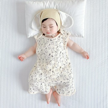 前四後二新生嬰兒背心睡袋無袖寶寶紗布兒童春夏季薄款防踢被批發鑫弘-萌寶童裝可開發票