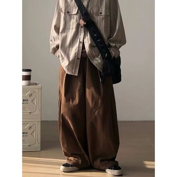 免運！純棉！ 寬褲 日系工裝 百搭長褲 老爹褲 古著 休閒戶外 錐形褲 工作褲 男生長褲 褲子男 休閒褲 日系