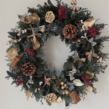 SEE 看見花藝設計|聖誕節|永生雪松 |花圈|經典聖誕雪松花圈