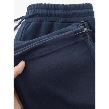 280g重磅藏青色寬松直筒衛褲女深藍色美式休閑束腳運動長褲男秋季