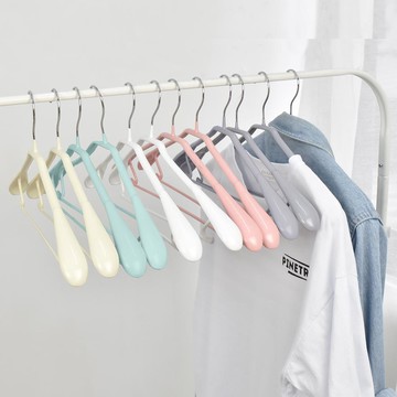 Life+ 乾濕兩用多功能防滑寬肩衣架5入/組_9色任選 - 黑色