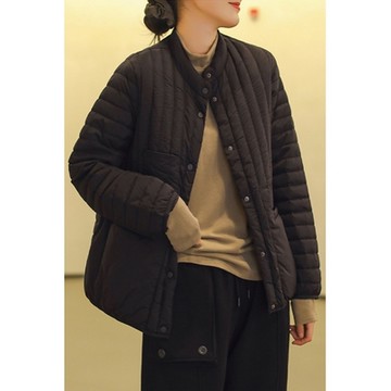 [米蘭精品] 真羽絨90%鴨絨羽絨外套羽絨衣夾克-條紋加厚短款寬鬆防寒保暖女外套4色74dt20