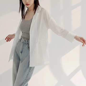 涼感．Air超輕量抽繩收腰七分袖空氣衣-OB嚴選