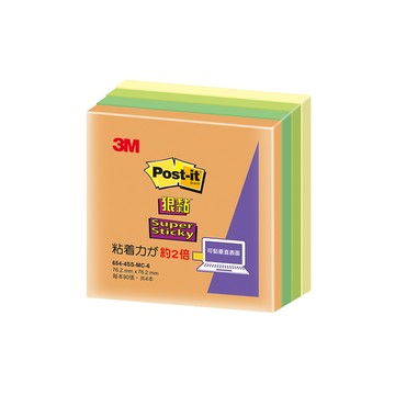 3M Post-it 利貼 紙磚系列 狠黏便條紙-柑橘們 (654-4SS-MC-6)