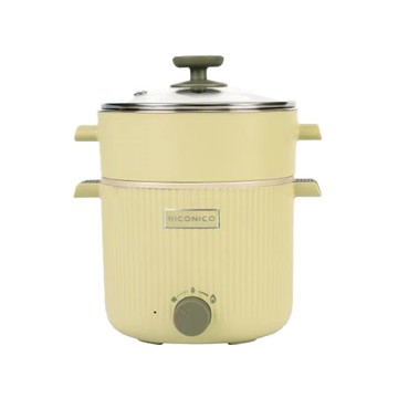 NICONICO輕食蒸煮陶瓷鈦料理鍋/NI-GP2503/嫩綠色/組