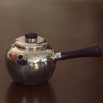 尚幀品 圓形側把小泡壺 純銀側把急須 足銀一張打口打出 160cc