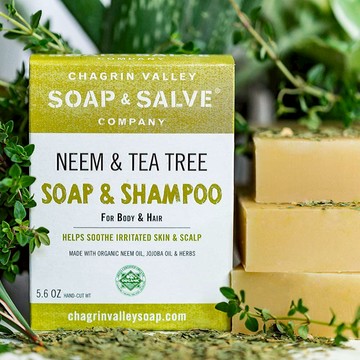 印度有機苦楝樹全身沐浴洗髮皂 Neem & Tea Tree Oil Body & Hair Shampoo 手工皂 5.6 OZ