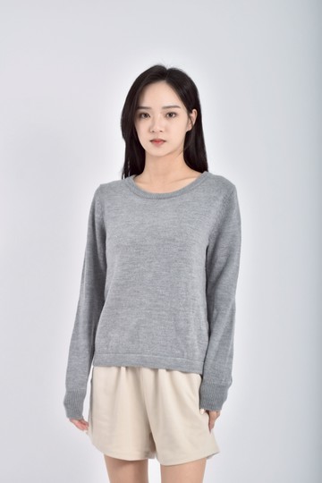 (S) mercury lux質感針織長袖灰色毛衣