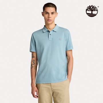 Timberland 男款藍綠色休閒短袖Polo衫|A6R29758
