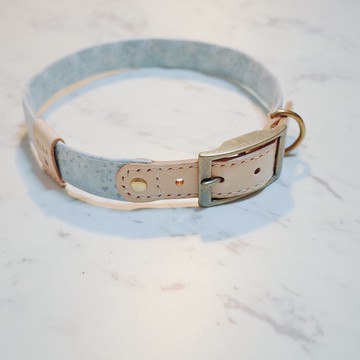 狗 L號 項圈 水波粼粼 銀漆 附鈴鐺 可上牽繩