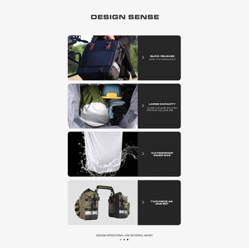 Winneryou-TW fangzi 摩托車鞍包滌綸包20L大容量通用側鞍可拆卸防水內戶外摩托車行李箱黑色