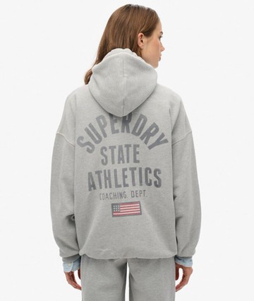 Superdry Women's Athletic Essential Oversized Zip Hoodie Grey Size: 10